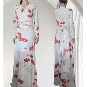 Ducci Half Wrap Dress Long Sleeve Floral Sz.XL